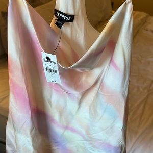 Tie Dye Satin Racerback Cowl Neck Cami | Express